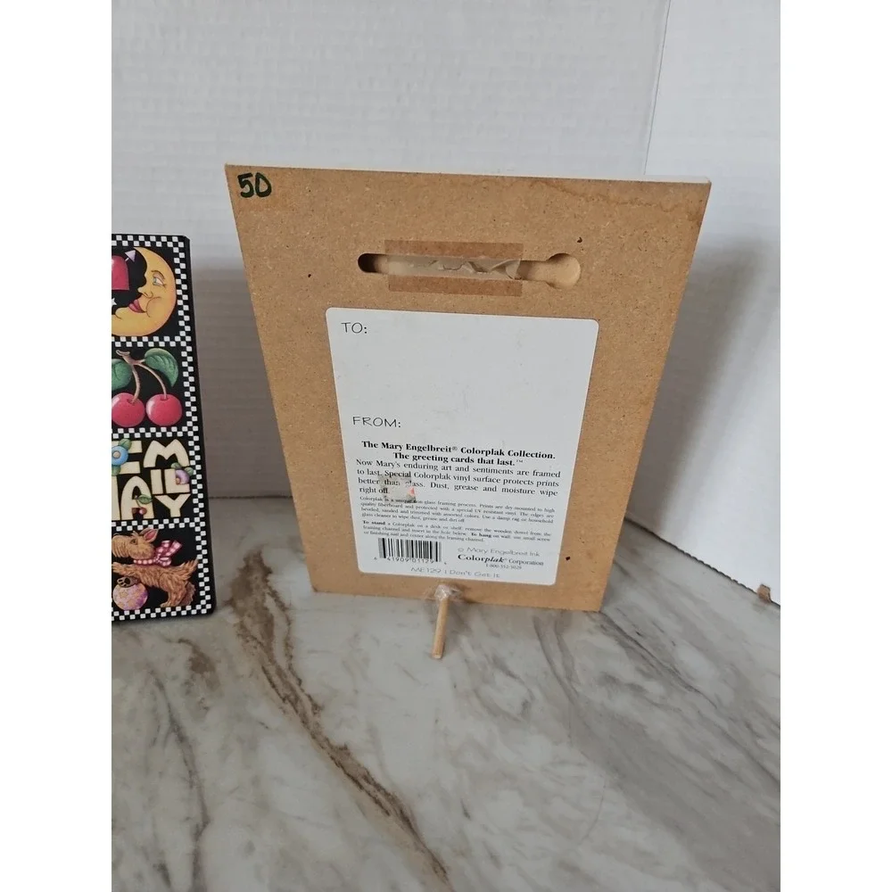 MARY ENGELBREIT Picture Frame Home Love Family Friend Cherries Sunflowers 4x6